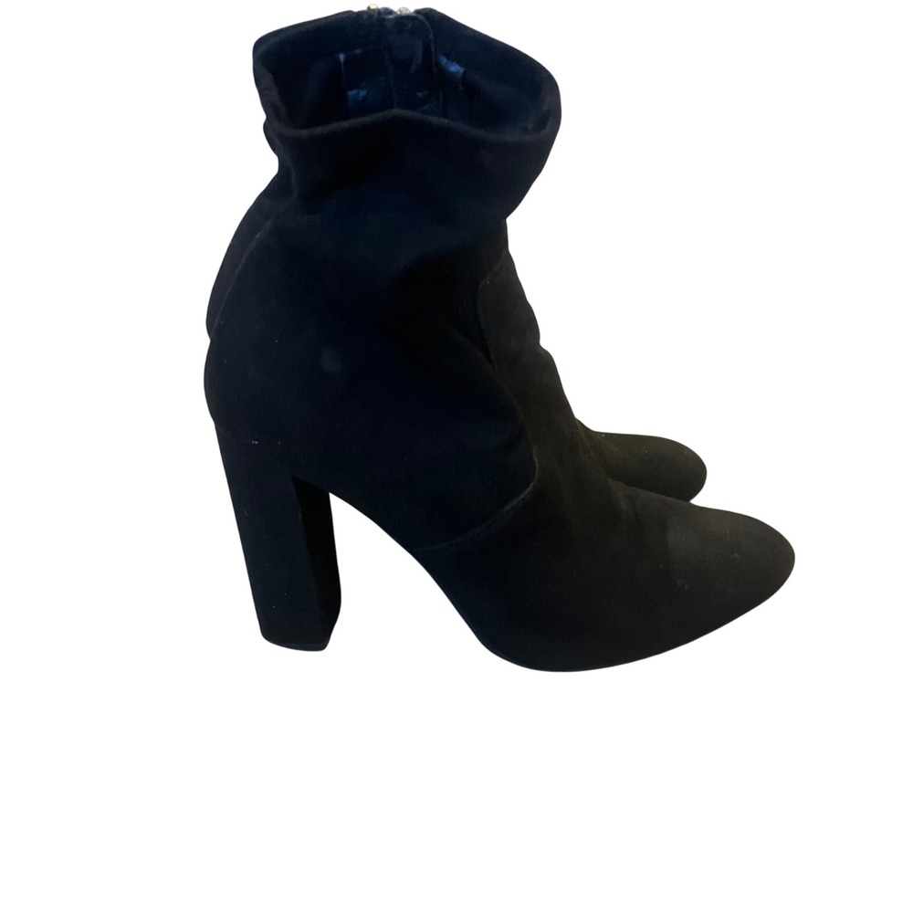 Steve Madden Edit Booties 7.5 Sock Block Heel Side Zip Minimalist FLAWS Goth